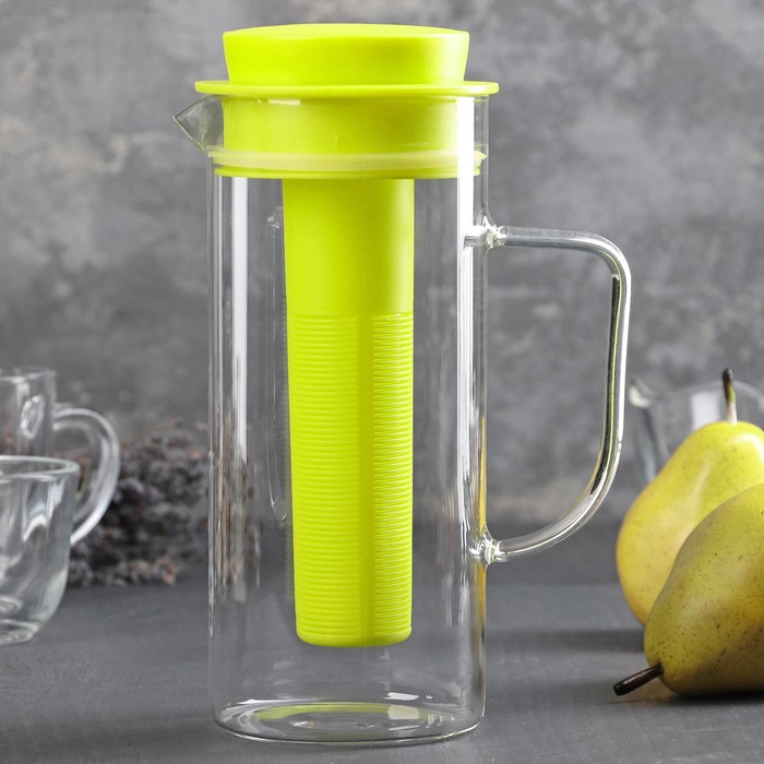 Кувшин "Фуксия" 1 л, 16,5х10х23 см, цвет желто-зеленый