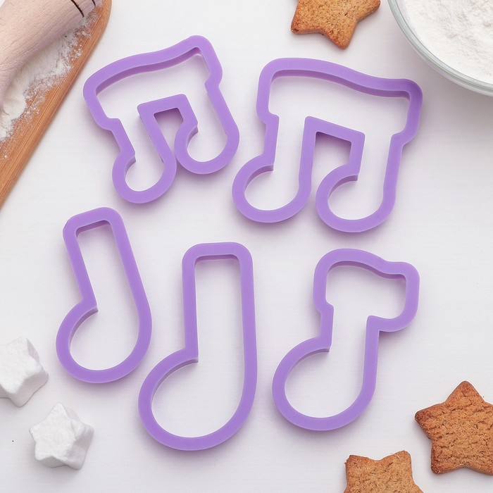 Набор форм для вырезания печенья "Нотки", 5 шт