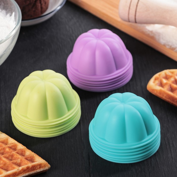 Набор форм для выпечки, 6 шт 6,6х6,6х4,5 см "Сладость", цвета Микс