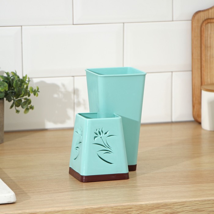 Сушилка для столовых приборов 2 отделения "Аленький цветочек" 15х11х16,5 см, цвета МИКС