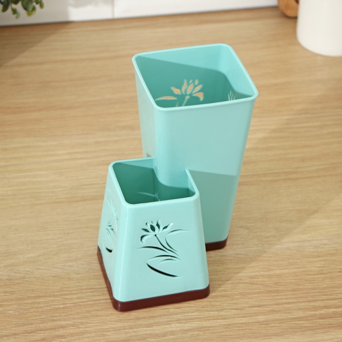 Сушилка для столовых приборов 2 отделения "Аленький цветочек" 15х11х16,5 см, цвета МИКС