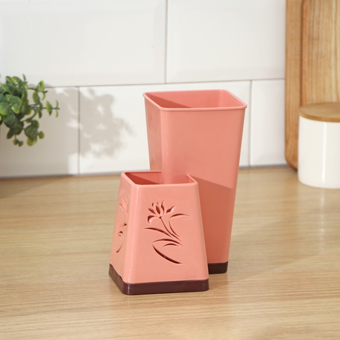 Сушилка для столовых приборов 2 отделения "Аленький цветочек" 15х11х16,5 см, цвета МИКС