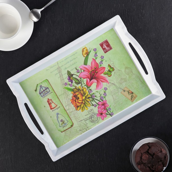 Поднос прямоугольный "Букетик", цвета МИКС