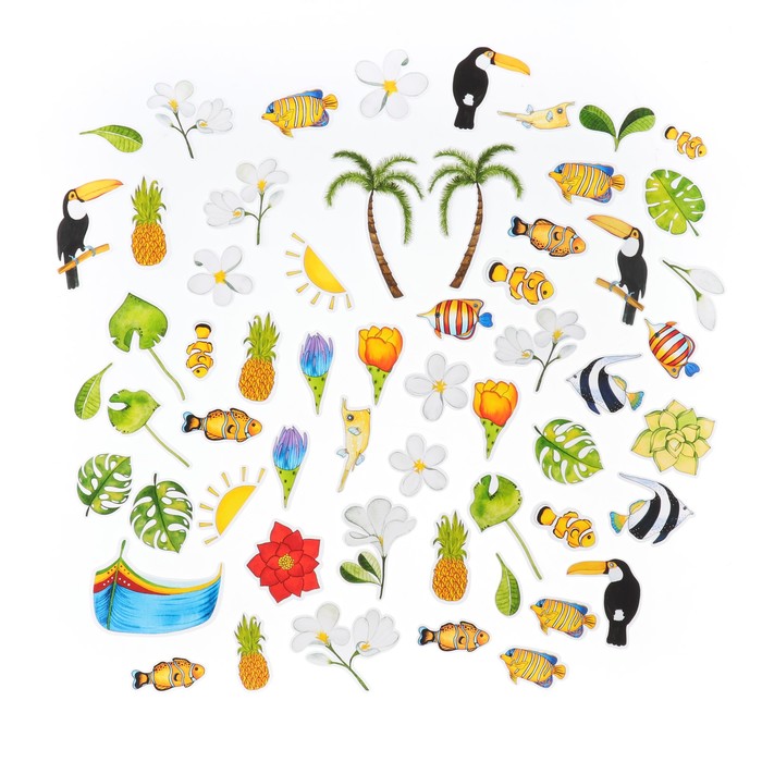 Набор высечек для скрапбукинга "Тропики" 58 элементов