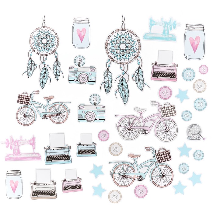 Набор высечек для скрапбукинга "Живи, твори, люби" 23 элемента