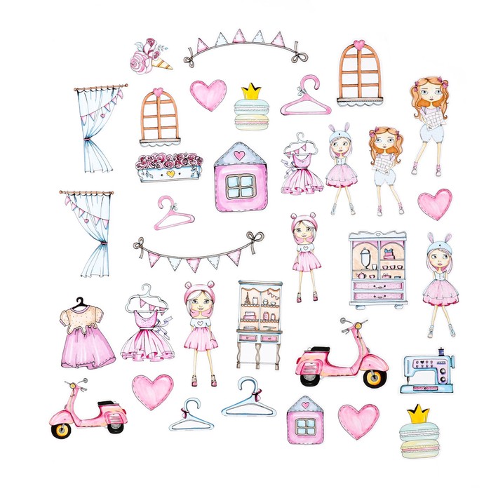 Набор высечек для скрапбукинга "Dollhouse" 34 элемента