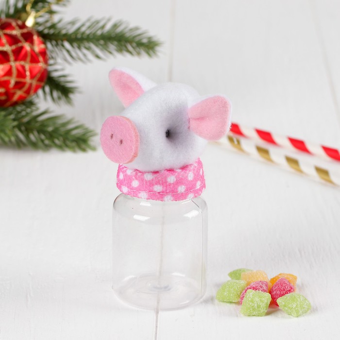 Конфетница "Поросёнок", крышка в горошек, цвета МИКС, вместимость 50 г