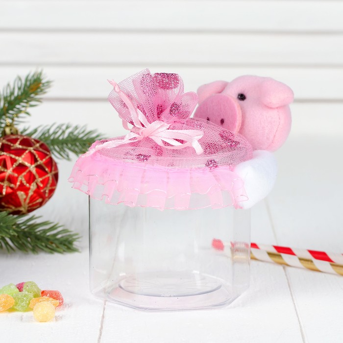 Конфетница "Хрюша" с рюшами, цвета МИКС, вместимость 100 г