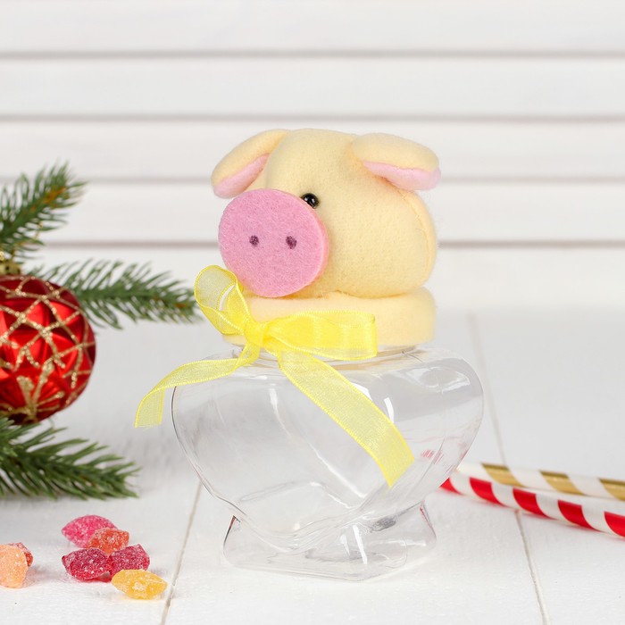 Конфетница "Хрюша с бантиком" цвета МИКС. вместимость 100 г