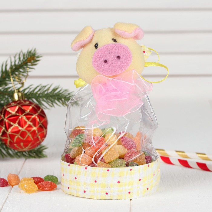 Конфетница "Хрюша с бантиком" на завязках. цвета МИКС, вместимость 150 г