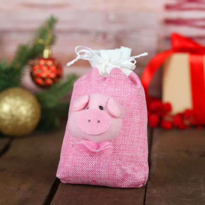 Мешок для подарков "Хрюша" цвета МИКС, вместимость 200 г