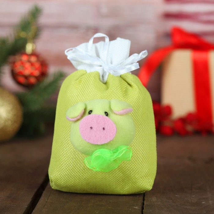 Мешок для подарков "Хрюша" цвета МИКС, вместимость 200 г