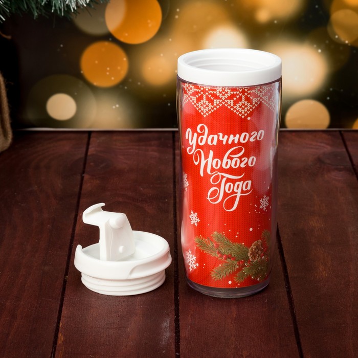 Подарочный набор "Удачного нового года" СГ термостакан, варежки р-р 19