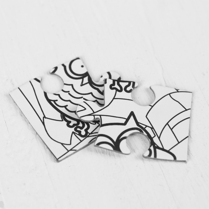 Раскраска - пазл "Кот и совы" 2 в 1, 6 неоновых цветов