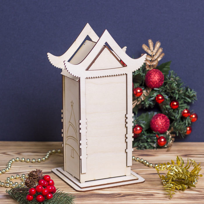 Чайный домик для декора "Символ года 2019" из фанеры, набор 12 деталей 13х13х25 см