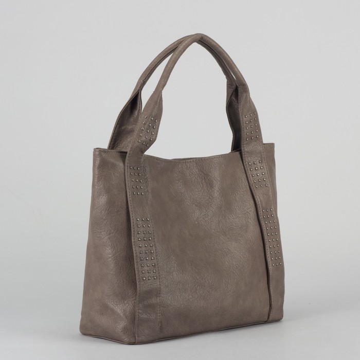 Сумка женская, отдел с перегородкой на молнии, наружный карман, цвет серый