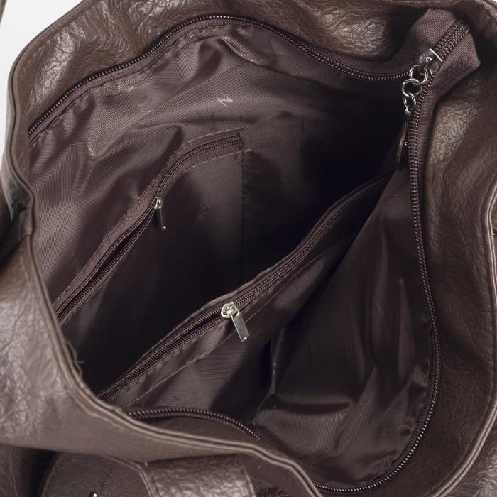 Сумка женская, отдел с перегородкой на молнии, наружный карман, цвет кофе