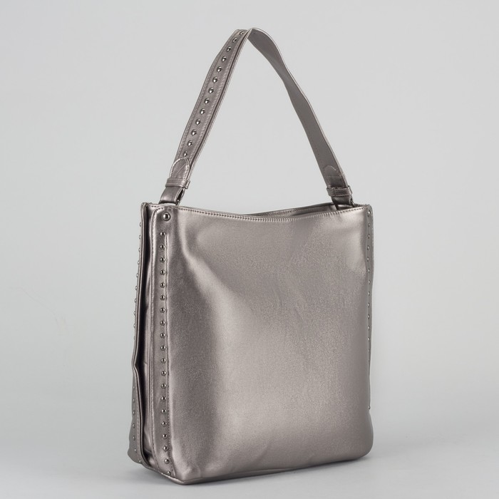 Сумка женская, отдел на молнии, наружный карман, цвет серебристый