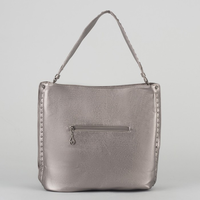 Сумка женская, отдел на молнии, наружный карман, цвет серебристый