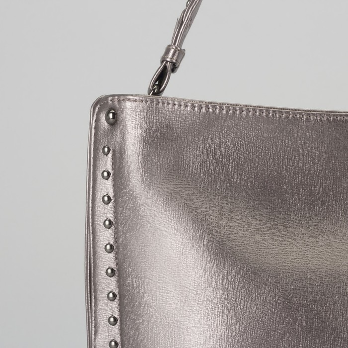 Сумка женская, отдел на молнии, наружный карман, цвет серебристый