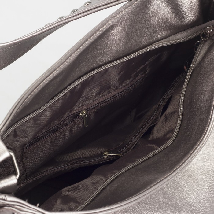 Сумка женская, отдел на молнии, наружный карман, цвет серебристый