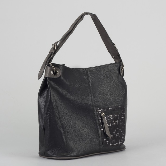 Сумка женская, отдел на молнии, 2 наружных кармана, цвет чёрный