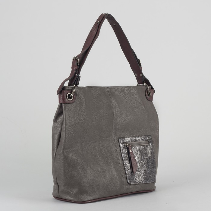 Сумка женская, отдел на молнии, 2 наружных кармана, цвет серый