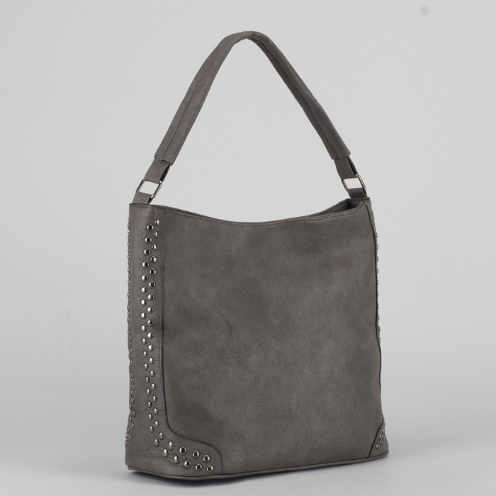 Сумка женская, отдел на молнии, наружный карман, цвет серый