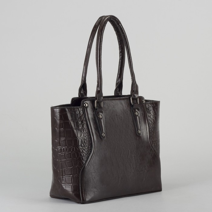 Сумка женская, отдел с перегородкой на молнии, наружный карман, цвет кофе