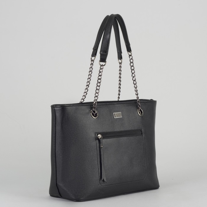 Сумка женская, отдел с перегородкой на молнии, 2 наружных кармана, цвет чёрный