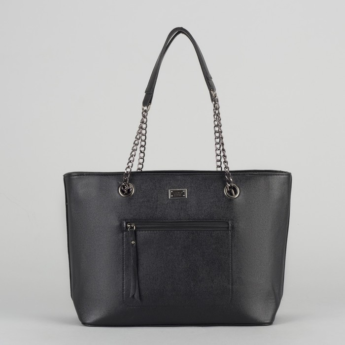 Сумка женская, отдел с перегородкой на молнии, 2 наружных кармана, цвет чёрный