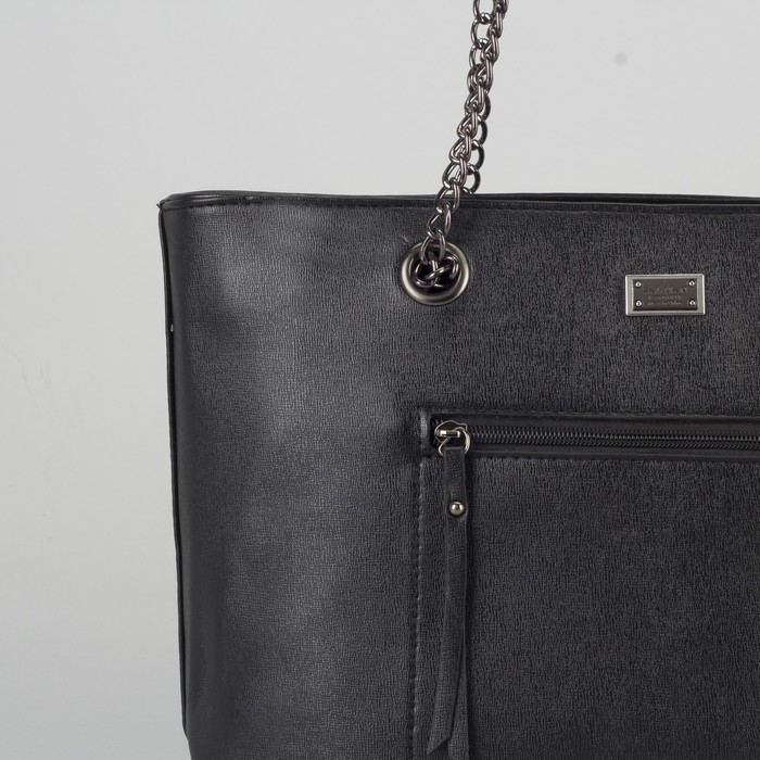 Сумка женская, отдел с перегородкой на молнии, 2 наружных кармана, цвет чёрный