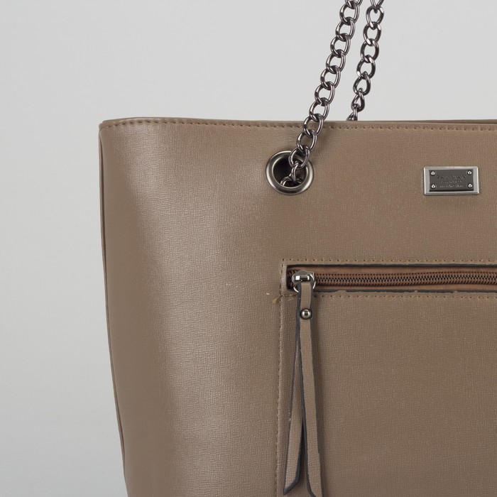 Сумка женская, отдел с перегородкой на молнии, 2 наружных кармана, цвет хаки