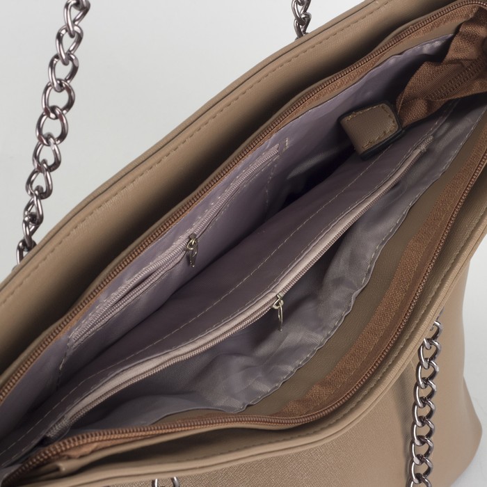 Сумка женская, отдел с перегородкой на молнии, 2 наружных кармана, цвет хаки