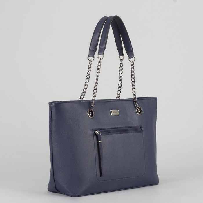 Сумка женская, отдел с перегородкой на молнии, 2 наружных кармана, цвет синий