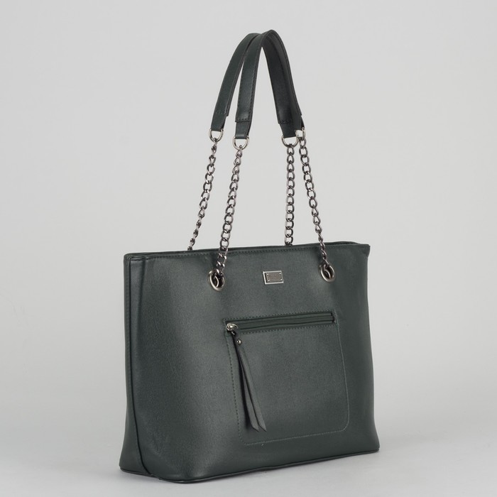 Сумка женская, отдел с перегородкой на молнии, 2 наружных кармана, цвет зелёный