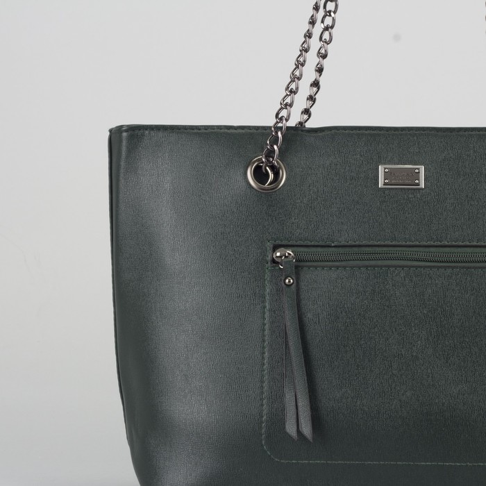 Сумка женская, отдел с перегородкой на молнии, 2 наружных кармана, цвет зелёный