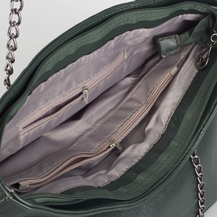 Сумка женская, отдел с перегородкой на молнии, 2 наружных кармана, цвет зелёный