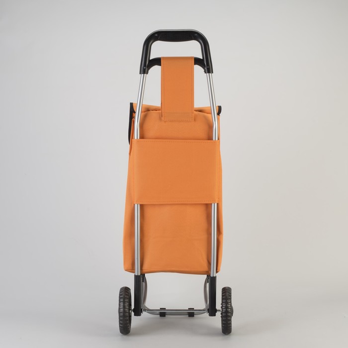 Сумка хозяйственная на колёсах «Цветы» , отдел на шнурке, нагрузка до 15 кг, цвет оранжевый