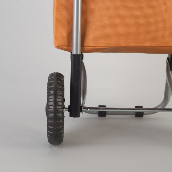 Сумка хозяйственная на колёсах «Цветы» , отдел на шнурке, нагрузка до 15 кг, цвет оранжевый