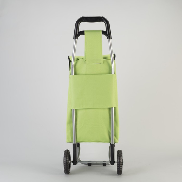 Сумка хозяйственная на колёсах «Цветы» , отдел на шнурке, нагрузка до 15 кг, цвет зелёный