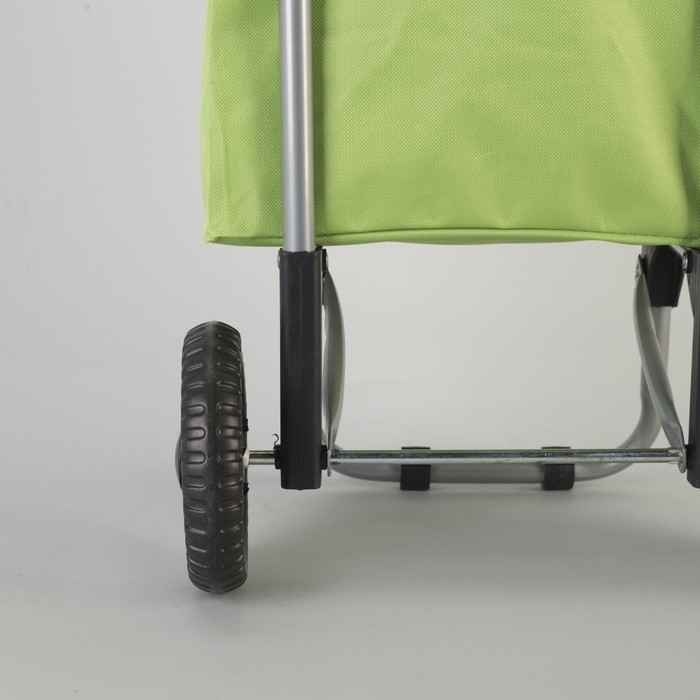 Сумка хозяйственная на колёсах «Цветы» , отдел на шнурке, нагрузка до 15 кг, цвет зелёный