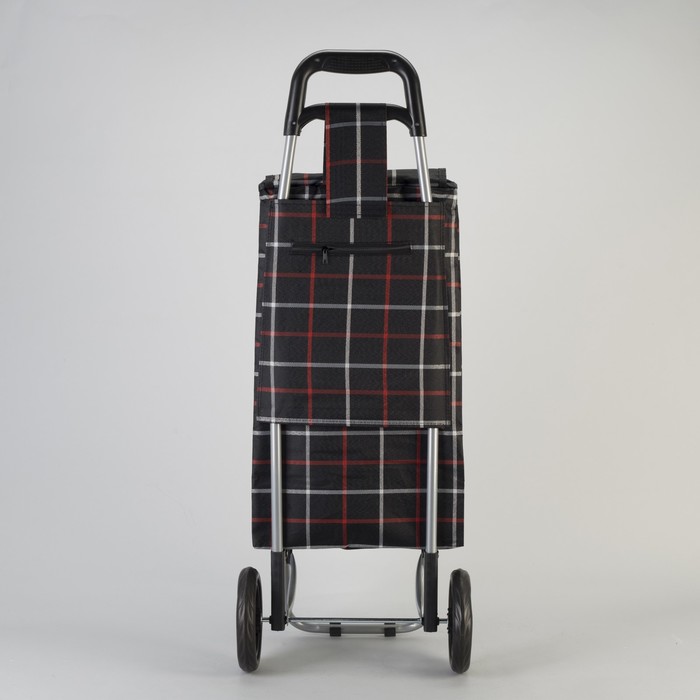 Сумка хозяйственная на колёсах «Клетка», отдел на шнурке, нагрузка до 15 кг, цвет чёрный