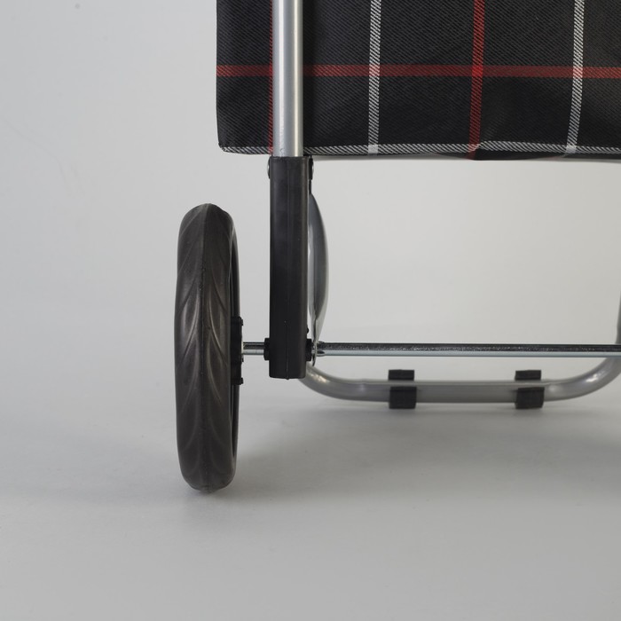 Сумка хозяйственная на колёсах «Клетка», отдел на шнурке, нагрузка до 15 кг, цвет чёрный