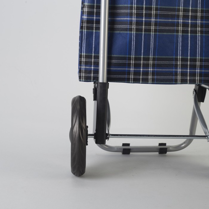 Сумка хозяйственная на колёсах «Клетка», отдел на шнурке, нагрузка до 15 кг, ярко-синий