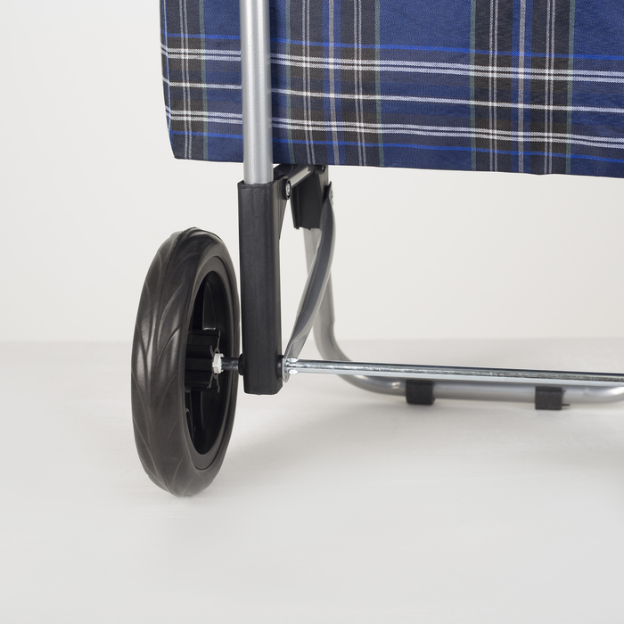 Сумка хозяйственная на колёсах «Клетка», отдел на шнурке, нагрузка до 15 кг, цвет синий/красный