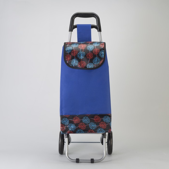 Сумка хозяйственная на колёсах «Цветы» , отдел на шнурке, нагрузка до 15 кг, цвет ярко-синий