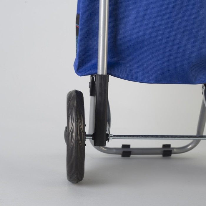 Сумка хозяйственная на колёсах «Цветы» , отдел на шнурке, нагрузка до 15 кг, цвет ярко-синий