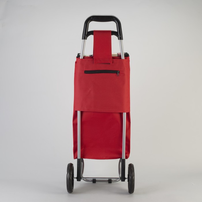Сумка хозяйственная на колёсах «Цветы» , отдел на шнурке, нагрузка до 15 кг, цвет красный