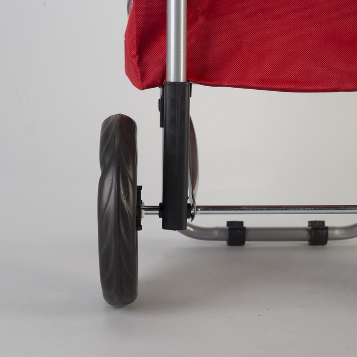 Сумка хозяйственная на колёсах «Цветы» , отдел на шнурке, нагрузка до 15 кг, цвет красный